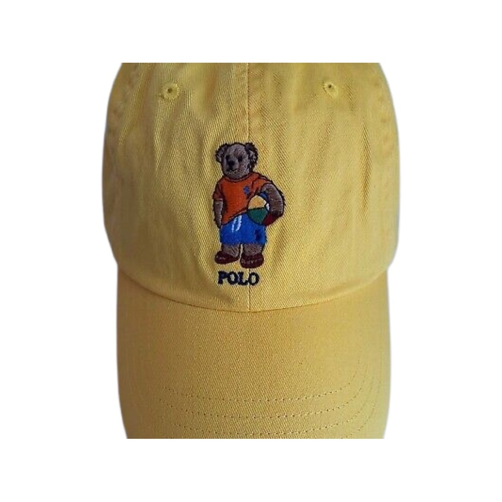 🐻Polo Ralph Lauren Polo Bear Mens Chino Adjustable Ball Cap Hat Yellow🐻 - Picture 6 of 12